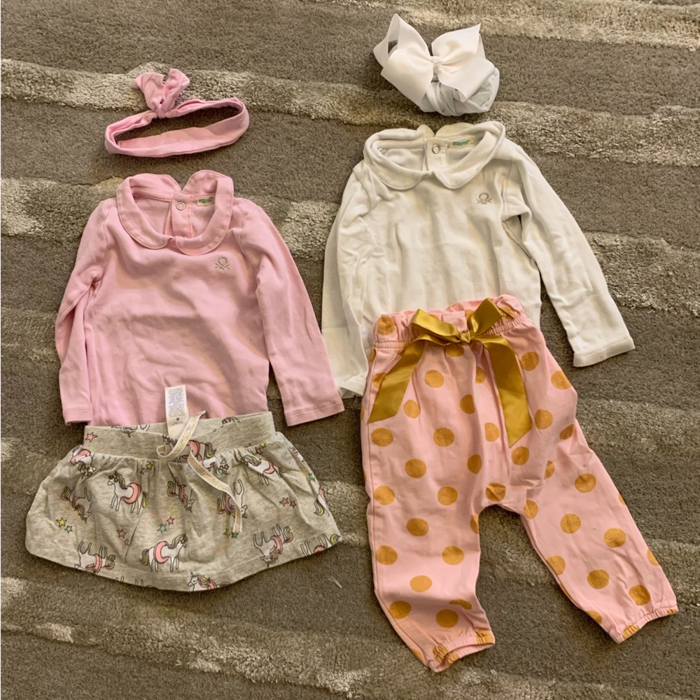 Infant girl mix and match outfits with bows
